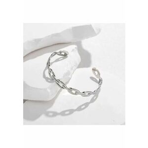 Bratara argintie - din otel inoxidabil - suflata cu aur 18k - forma de zale imbinate - Dalia C10 imagine