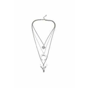 Colier argintiu - in 3 straturi - cu semiluna si cap de taur - Shiela C22 - imagine