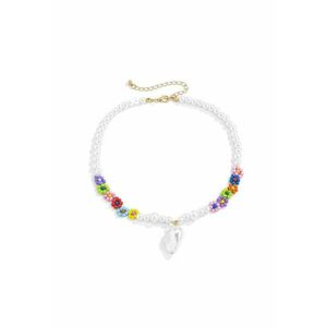 Colier auriu - cu perle si floricele colorate - Kadia C12 - imagine