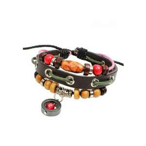 Bratara cu piese din lemn si piele ecologica - Fabiola C1 - imagine