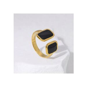 Inel auriu si argintiu - reglabil - din otel inoxidabil - suflat cu aur 18k - forma arhitecturala - Ophelia C8 imagine