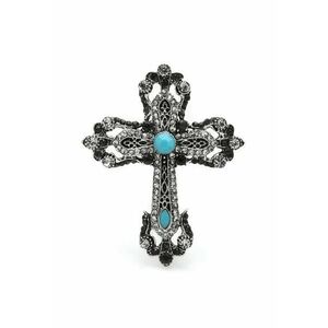 Brosa argintie - forma de cruce - cu pietre - Edris C3 - imagine