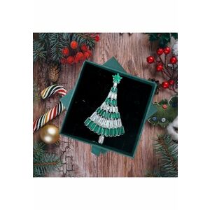 Brosa argintie - forma de bradut de Craciun - cu pietre - plus cutie cadou - Carol C23 imagine