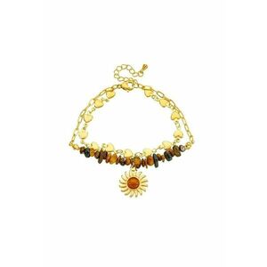 Bratara aurie - din otel inoxidabil - suflata cu aur 18k - cu pietre maro si soare - Emiliana C3 imagine