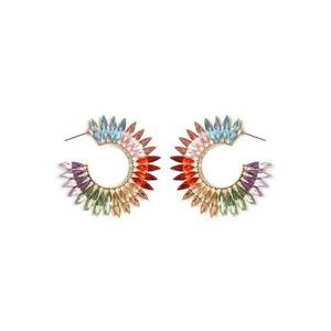 Cercei aurii - semirotunzi - cu pietre multicolore - Salmina C2 - imagine