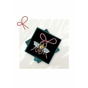 Brosa aurie - forma de bondar - cu snur de martisor si cutiuta cadou - Alivia imagine