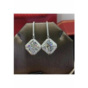 Cercei cu agatatoare - argintii - cu pietre din zirconiu - Nore C3 - imagine