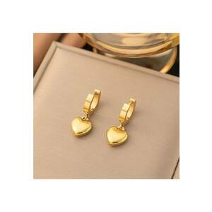 Cercei aurii - din otel inoxidabil - forma de inimioara - suflati cu aur 18k - Greta C1 imagine