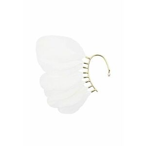 Cercel ear cuff - auriu - cu pene albe - Robina C2 - imagine