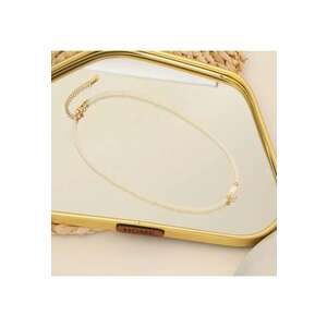 Colier auriu - din otel inoxidabil - suflat cu aur 18k - cu margelute albe si perla - Henrica C3 imagine