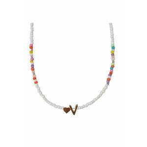 Colier auriu - cu margelute colorate - litera V C2 imagine