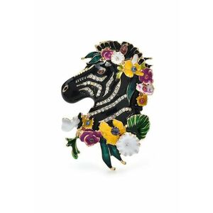 Brosa aurie - forma de cap de zebra - cu flori si pietre - Agusta C2 imagine