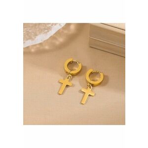 Cercei aurii - din otel inoxidabil - forma de cruciulite - suflati cu aur 18k - Forsete C1 imagine