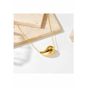 Colier auriu - din otel inoxidabil - cu pandantiv forma de picatura de apa - suflat cu aur 18k - Camila C11 imagine