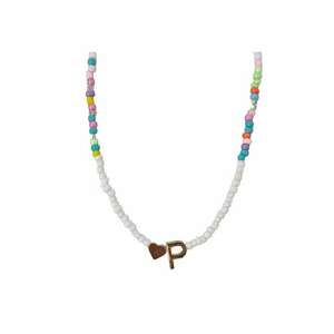 Colier auriu - cu margelute colorate - litera P C2 imagine