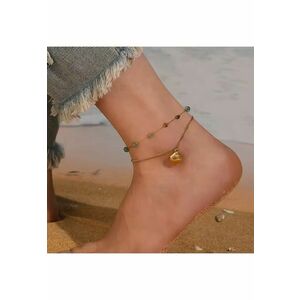 Bratara de picior - aurie - din otel inoxidabil - suflata cu aur 18k - cu pietricele verzi si scoica - Adrienne C4 imagine