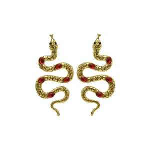 Cercei aurii - forma de sarpe - cu pietre rosii - Sitha C3 - imagine