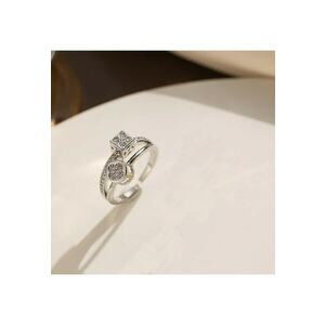 Inel argintiu - reglabil - din otel inoxidabil - suflat cu aur 18k - cu pietre din zirconiu - Oda C8 imagine