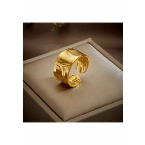 Inel auriu - reglabil - din otel inoxidabil - suflat cu aur 18k - textura sifonata - Cleopatra C4 imagine