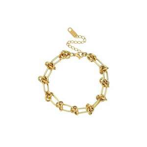 Bratara aurie - din otel inoxidabil - cu zale imbinate si noduri - suflata cu aur 18k - Begga C2 imagine