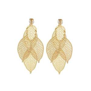 Cercei aurii - cu clips - forma de frunze - Dilara C1 - imagine