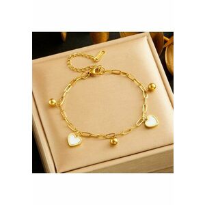 Bratara aurie - din otel inoxidabil - suflata cu aur 18k - cu zale si inimioare - Jackline C5 imagine