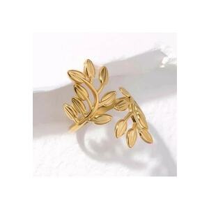 Inel auriu - reglabil - din otel inoxidabil - suflat cu aur 18k - forma de frunzulite - Parley C8 imagine