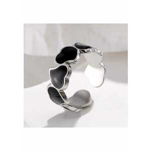 Inel argintiu - reglabil - din otel inoxidabil - suflat cu aur 18k - forma de inimioare - Pearl C8 imagine