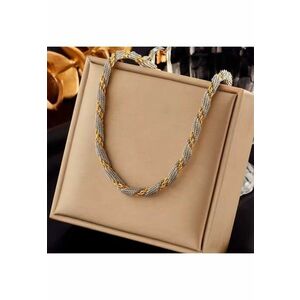 Colier auriu cu insertii argintii - din otel inoxidabil - impletit - suflat cu aur 18k - Tuke C2 imagine