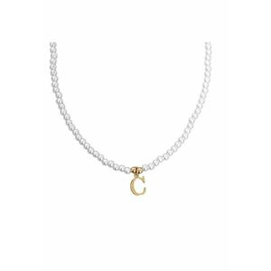 Colier auriu - cu perlute si pandantiv cu litera C C2 imagine