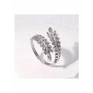 Inel argintiu - reglabil - din otel inoxidabil - suflat cu aur 18k - forma de frunzulite - Paola C8 imagine