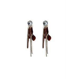 Cercei aurii - lungi - cu petale maro si pietre - Ansa C5 imagine