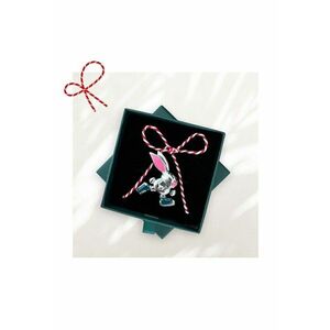 Brosa argintie - forma de iepuras - cu snur de martisor si cutiuta cadou - Alison imagine