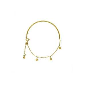 Bratara aurie - din otel inoxidabil - suflata cu aur 18k - cu bilute si lant - Jeanita C6 imagine