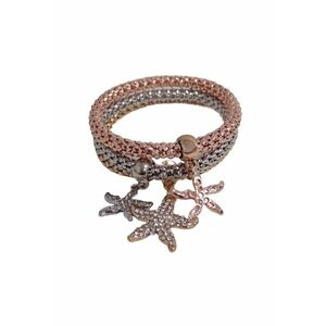 Set 3 bratari - aurii - argintii si rose gold - cu stelute de mare si pietre - Mayla C1 imagine