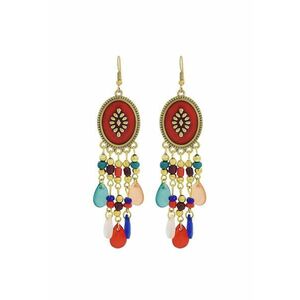 Cercei aurii - stil hippie - cu margelute colorate - Kadya C34 - imagine