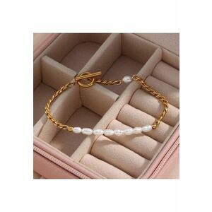 Bratara aurie - din otel inoxidabil - cu perlute - suflata cu aur 18k - Beinta C2 imagine