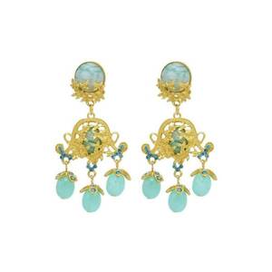 Cercei aurii - stil indian - cu pietre turquoise - Torgot C4 - imagine