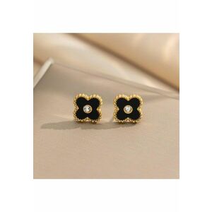 Cercei aurii - din otel inoxidabil - forma de floricele - cu pietricele din zirconiu - suflati cu aur 18k - Gea C1 imagine