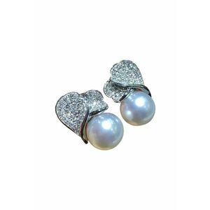 Cercei argintii - cu pietre din zirconiu si perle - Marlen C7 imagine