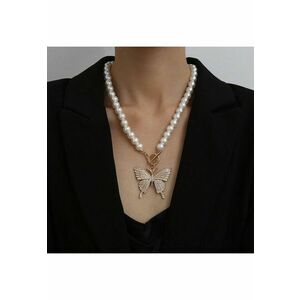 Colier cu perle si fluture - auriu - Linnie C17 imagine