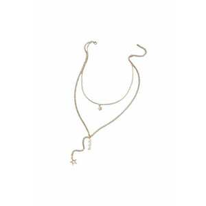 Colier auriu - in 2 straturi - cu perlute si stelute - Tariel C20 - imagine