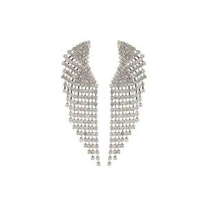 Cercei argintii - lungi - cu franjuri si pietre - Eunice C10 - imagine