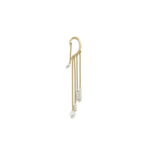 Cercel ear cuff - auriu - lung - cu franjuri si perle - Harrietta C6 - imagine