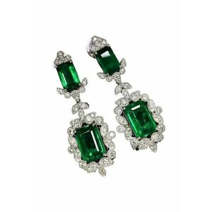 Cercei argintii - cu pietre verzi din zirconiu - Nelda C8 imagine