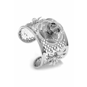 Bratara argintie - reglabila - cu trandafir - Neta C1 - imagine