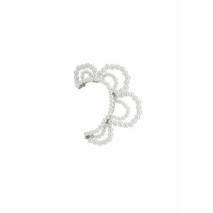 Cercel ear cuff - alb - cu perle - Harly C6 - imagine