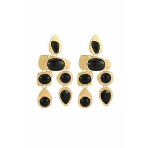 Cercei aurii - masivi - cu pietre negre - Eiko C5 - imagine