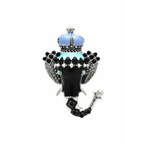 Brosa argintie - forma de cap de elefant - cu pietre - Saria C3 - imagine