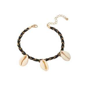 Bratara de picior - aurie - cu snur negru si scoici naturale - Gena C19 - imagine